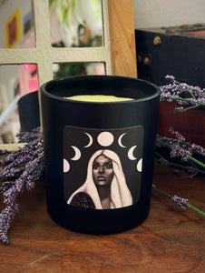 Moon Goddess Hand-Poured Beeswax Candle with Cracking Wood Wick