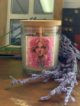 Load image into Gallery viewer, Aphrodite Fresh Rose Hand-Poured Beeswax Candle with Cracking Wood Wick