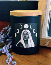 Load image into Gallery viewer, Moon Goddess Hand-Poured Beeswax Candle with Cracking Wood Wick